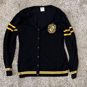 Harry Potter Hufflepuff Crest Cardigan – Official Knit Sweater – Size L